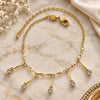 Oro Laminado Charm Anklet , Gold Filled Style with White Cubic Zirconia, Polished, Golden Finish, 03.63.1281.10 (02 MM Thickness, 10 Inches Length)
