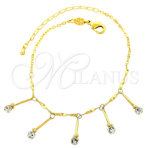 Gold Filled Anklet — Charm Anklet with White Cubic Zirconia Polished 03.63. — main product view — SKU 100794 | Oro Laminado tobillera — Charm Anklet with blanco Cubic Zirconia pulido 03.63. — SKU 100794