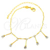 Oro Laminado Charm Anklet , Gold Filled Style with White Cubic Zirconia, Polished, Golden Finish, 03.63.1281.10 (02 MM Thickness, 10 Inches Length)