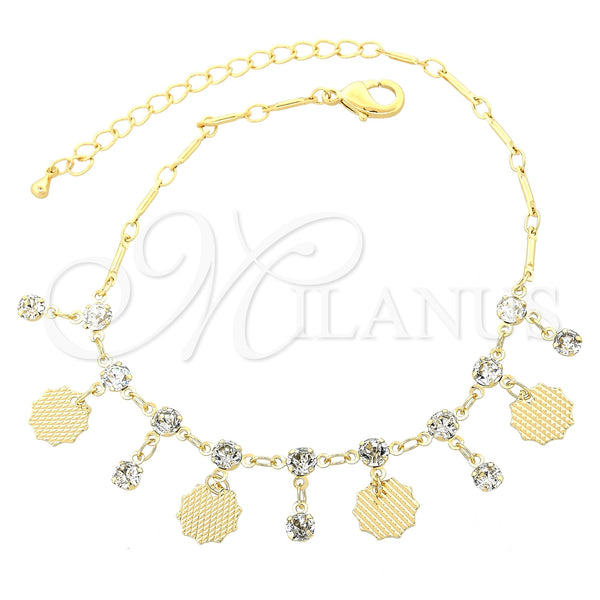 Gold Filled Anklet — Charm Anklet Leaf Design with White Cubic Zirconia — main product view — SKU 100795 | Oro Laminado tobillera — Charm Anklet Leaf diseño with blanco Cubic Zirconia — SKU 100795