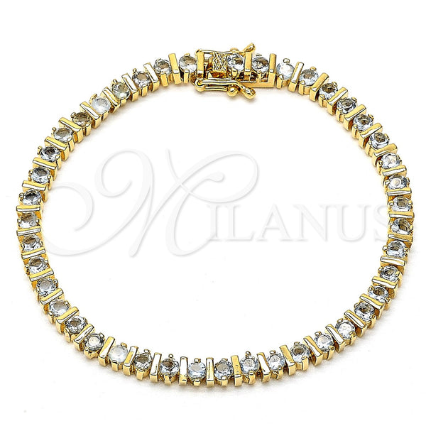 Oro Laminado Tennis Bracelet, Gold Filled Style with White Cubic Zirconia, Polished, Golden Finish, 03.60.0146 (04 MM Thickness, 7 Inches Length)