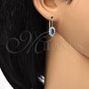 Oro Laminado Leverback Earring, Gold Filled Style Leaf Design, with Tanzanite and White Crystal, Polished, Golden Finish, 02.122.0082.5