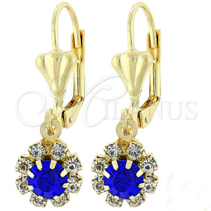 Gold Filled Ring — Dangle Earring Flower Design with Tanzanite and White — main product view — SKU 100869 | Oro Laminado anillo — Dangle Earring flor diseño with Tanzanite and blanco — SKU 100869