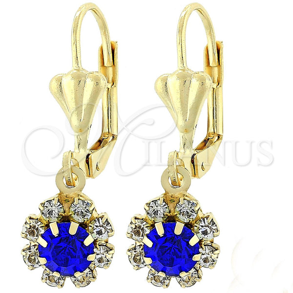 Gold Filled Ring — Dangle Earring Flower Design with Tanzanite and White — main product view — SKU 100869 | Oro Laminado anillo — Dangle Earring flor diseño with Tanzanite and blanco — SKU 100869