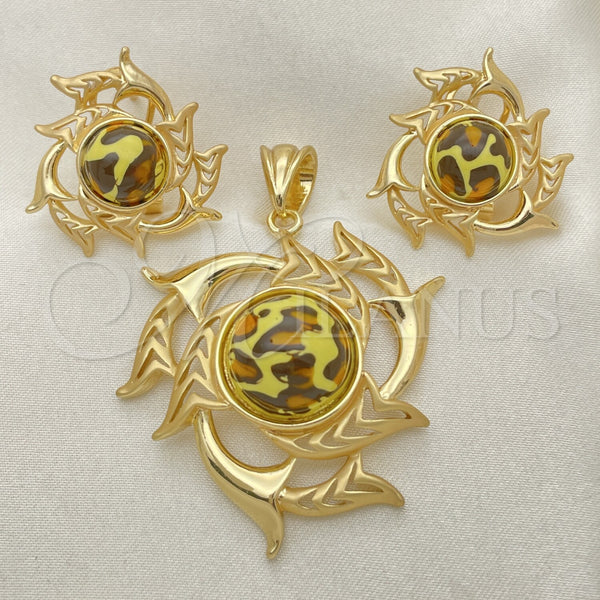 Gold Filled Ring — Earring and Pendant Adult Set with Multicolor Opal — alternate product view — SKU 100871 | Oro Laminado anillo — Earring and Pendant Adult Set with Multicolor Opal — SKU 100871