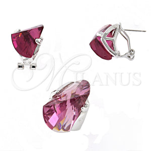White Gold Filled Ring — Earring and Pendant Adult Set with Light Rhodolite — main product view — SKU 100875 | Oro Laminado Blanco anillo — Earring and Pendant Adult Set with Light Rhodolite — SKU 100875