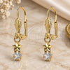 Oro Laminado Dangle Earring, Gold Filled Style Star Design, with White Cubic Zirconia, Polished, Golden Finish, 02.63.2447