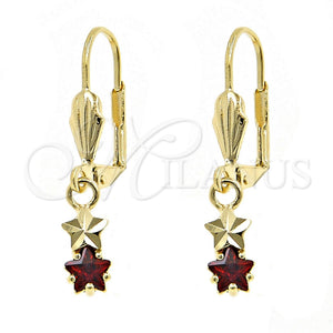 Gold Filled Ring — Dangle Earring Star Design with Garnet Cubic Zirconia — main product view — SKU 100890 | Oro Laminado anillo — Dangle Earring estrella diseño with Garnet Cubic Zirconia — SKU 100890