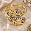 Oro Laminado Multi Stone Ring, Gold Filled Style with White Cubic Zirconia, Polished, Golden Finish, 01.165.0001.09 (Size 9)