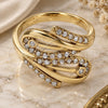 Oro Laminado Multi Stone Ring, Gold Filled Style with White Cubic Zirconia, Polished, Golden Finish, 01.165.0001.10 (Size 10)