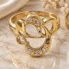 Oro Laminado Multi Stone Ring, Gold Filled Style Heart Design, with White Crystal, Polished, Golden Finish, 01.165.0002.07 (Size 7)