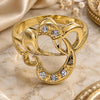 Oro Laminado Multi Stone Ring, Gold Filled Style Heart Design, with White Crystal, Polished, Golden Finish, 01.165.0002.08 (Size 8)