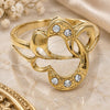 Oro Laminado Multi Stone Ring, Gold Filled Style Heart Design, with White Crystal, Polished, Golden Finish, 01.165.0002.10 (Size 10)