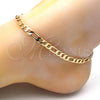 Oro Laminado Basic Anklet, Gold Filled Style Figaro Design, Polished, Golden Finish, 5.222.014.10 (140 Gauge, Thickness, 10 Inches Length)
