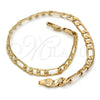 Oro Laminado Basic Anklet, Gold Filled Style Figaro Design, Polished, Golden Finish, 5.222.014.10 (140 Gauge, Thickness, 10 Inches Length)