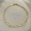 Oro Laminado Basic Anklet, Gold Filled Style Figaro Design, Polished, Golden Finish, 5.222.014.10 (140 Gauge, Thickness, 10 Inches Length)