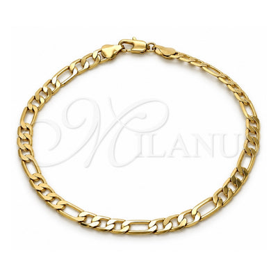 Oro Laminado Basic Anklet, Gold Filled Style Figaro Design, Polished, Golden Finish, 5.222.014.10 (140 Gauge, Thickness, 10 Inches Length)