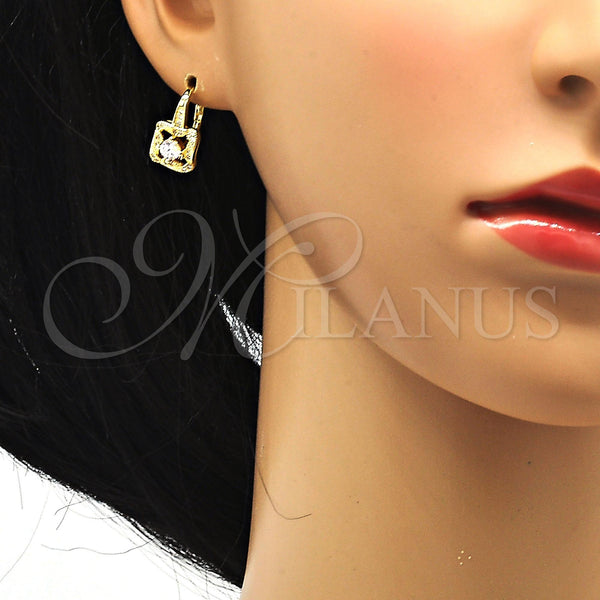 Gold Filled Ring — Leverback Earring with White Cubic Zirconia and White — alternate product view — SKU 101106 | Oro Laminado anillo — Leverback Earring with blanco Cubic Zirconia and blanco — SKU 101106