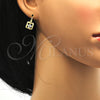 Oro Laminado Leverback Earring, Gold Filled Style with White Cubic Zirconia and White Micro Pave, Polished, Golden Finish, 02.195.0052