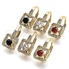 Oro Laminado Leverback Earring, Gold Filled Style with White Cubic Zirconia and White Micro Pave, Polished, Golden Finish, 02.195.0052