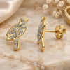 Oro Laminado Stud Earring, Gold Filled Style Bird Design, with White Crystal, Polished, Golden Finish, 02.59.0096