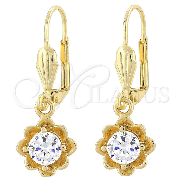 Gold Filled Ring — Dangle Earring Flower Design with White Cubic Zirconia — main product view — SKU 101147 | Oro Laminado anillo — Dangle Earring flor diseño with blanco Cubic Zirconia — SKU 101147