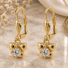 Oro Laminado Dangle Earring, Gold Filled Style Butterfly Design, with White Cubic Zirconia, Polished, Golden Finish, 02.63.2449