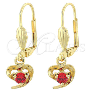 Gold Filled Ring — Dangle Earring Heart Design with Garnet Cubic Zirconia — main product view — SKU 101160 | Oro Laminado anillo — Dangle Earring corazón diseño with Garnet Cubic Zirconia — SKU 101160