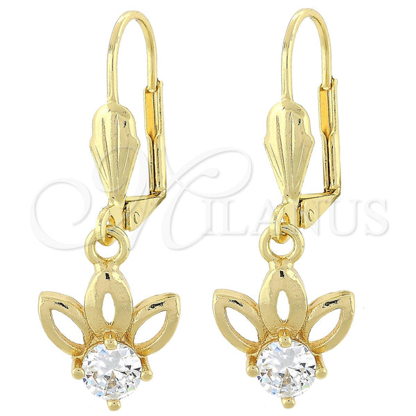 Gold Filled Ring — Dangle Earring Flower Design with White Cubic Zirconia — main product view — SKU 101163 | Oro Laminado anillo — Dangle Earring flor diseño with blanco Cubic Zirconia — SKU 101163