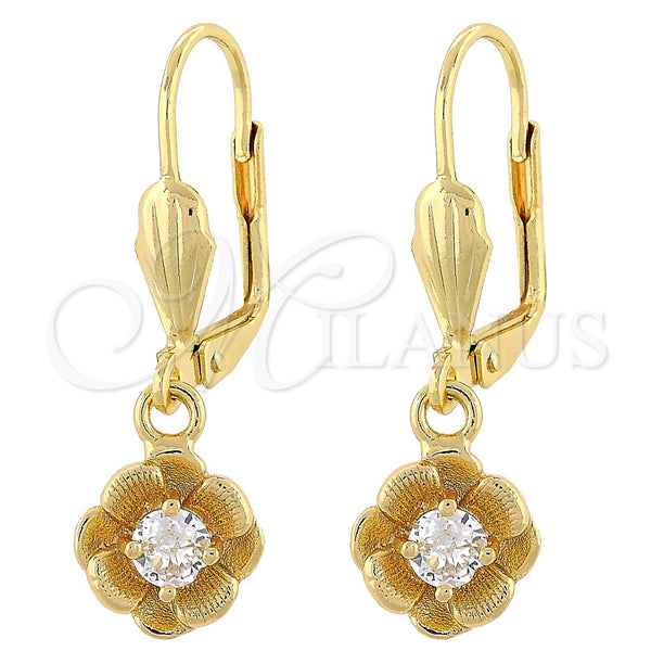 Gold Filled Ring — Dangle Earring Flower Design with White Cubic Zirconia — main product view — SKU 101166 | Oro Laminado anillo — Dangle Earring flor diseño with blanco Cubic Zirconia — SKU 101166