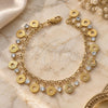 Oro Laminado Charm Bracelet, Gold Filled Style with White Cubic Zirconia, Diamond Cutting Finish, Golden Finish, 03.63.1170.07 (7 Inches Length)