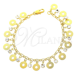Gold Filled Bracelet — Charm Bracelet with White Cubic Zirconia Diamond Cutting — main product view — SKU 101205 | Oro Laminado brazalete — Charm Bracelet with blanco Cubic Zirconia Diamond Cutting — SKU 101205
