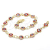 Oro Laminado Fancy Anklet, Gold Filled Style Evil Eye Design, Red Resin Finish, Golden Finish, 5.039.006.10 (07 MM Thickness, 10 Inches Length)