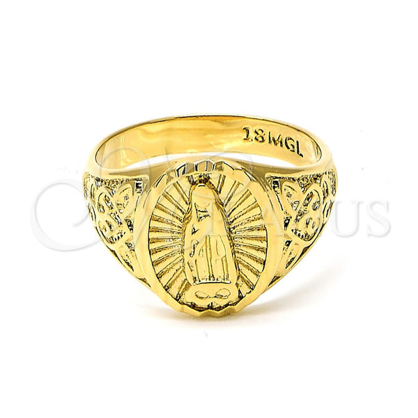 Gold Filled Ring — Mens Ring Guadalupe Design Diamond Cutting 01. Size — main product view — SKU 101227 | Oro Laminado anillo — Mens Ring Guadalupe diseño Diamond Cutting 01. Size — SKU 101227