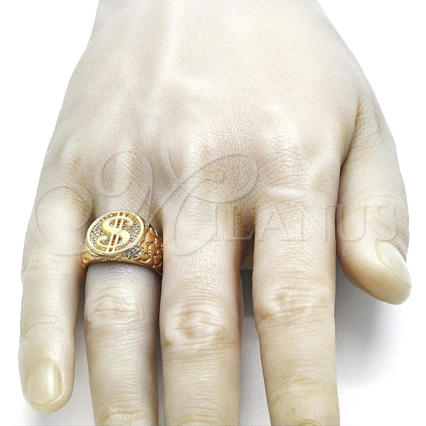 Gold Filled Ring — Mens Ring Money Sign Design Polished 01. Size — alternate product view — SKU 101238 | Oro Laminado anillo — Mens Ring Money Sign diseño pulido 01. Size — SKU 101238