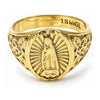 Oro Laminado Mens Ring, Gold Filled Style Guadalupe Design, Diamond Cutting Finish, Golden Finish, 01.185.0003.12 (Size 12)