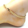 Oro Laminado Basic Anklet, Gold Filled Style Curb Design, Polished, Golden Finish, 5.222.004.10 (140 Gauge, Thickness, 10 Inches Length)