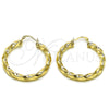 Oro Laminado Medium Hoop, Gold Filled Style Hollow and Twist Design, Polished, Golden Finish, 02.170.0024.40