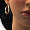 Oro Laminado Medium Hoop, Gold Filled Style Hollow Design, Diamond Cutting Finish, Golden Finish, 5.139.028.30