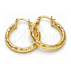 Oro Laminado Medium Hoop, Gold Filled Style Hollow Design, Diamond Cutting Finish, Golden Finish, 5.139.028.30