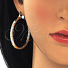 Oro Laminado Large Hoop, Gold Filled Style Hollow Design, Diamond Cutting Finish, Golden Finish, 5.139.028.50