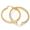 Oro Laminado Large Hoop, Gold Filled Style Hollow Design, Diamond Cutting Finish, Golden Finish, 5.139.028.50