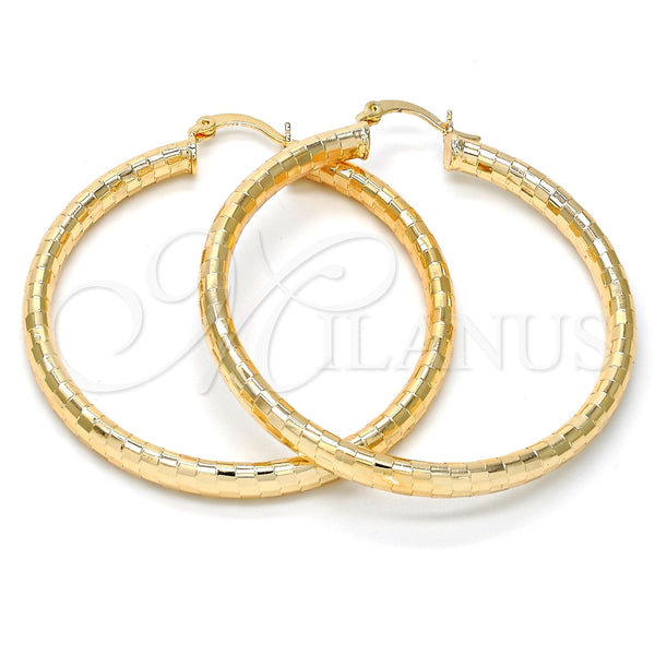 Oro Laminado Large Hoop, Gold Filled Style Hollow Design, Diamond Cutting Finish, Golden Finish, 5.139.028.50