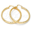 Oro Laminado Large Hoop, Gold Filled Style Hollow Design, Diamond Cutting Finish, Golden Finish, 5.139.028.50