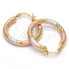 Oro Laminado Medium Hoop, Gold Filled Style Hollow Design, Diamond Cutting Finish, Tricolor, 5.138.003.1.30