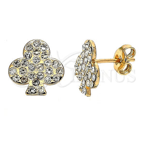 Gold Filled Ring — Stud Earring Flower Design with White Crystal Polished — main product view — SKU 101312 | Oro Laminado anillo — Stud Earring flor diseño with cristal blanco pulido — SKU 101312