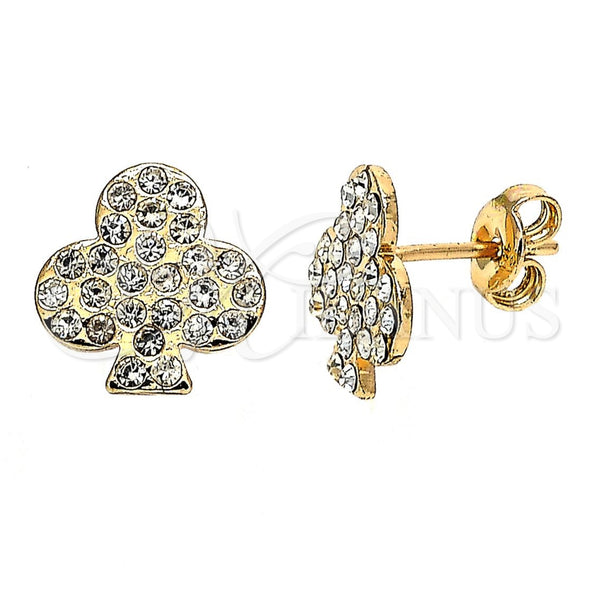 Gold Filled Ring — Stud Earring Flower Design with White Crystal Polished — main product view — SKU 101312 | Oro Laminado anillo — Stud Earring flor diseño with cristal blanco pulido — SKU 101312