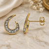 Oro Laminado Stud Earring, Gold Filled Style with White Crystal, Polished, Golden Finish, 02.59.0105