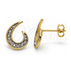 Oro Laminado Stud Earring, Gold Filled Style with White Crystal, Polished, Golden Finish, 02.59.0105