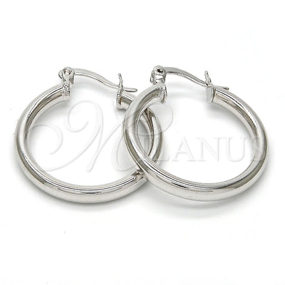 White Gold Filled Hoop Earrings — Small Hoop Hollow Design Polished 5. — main product view — SKU 101316 | Oro Laminado Blanco aretes de aro — Small Hoop Hollow diseño pulido 5. — SKU 101316